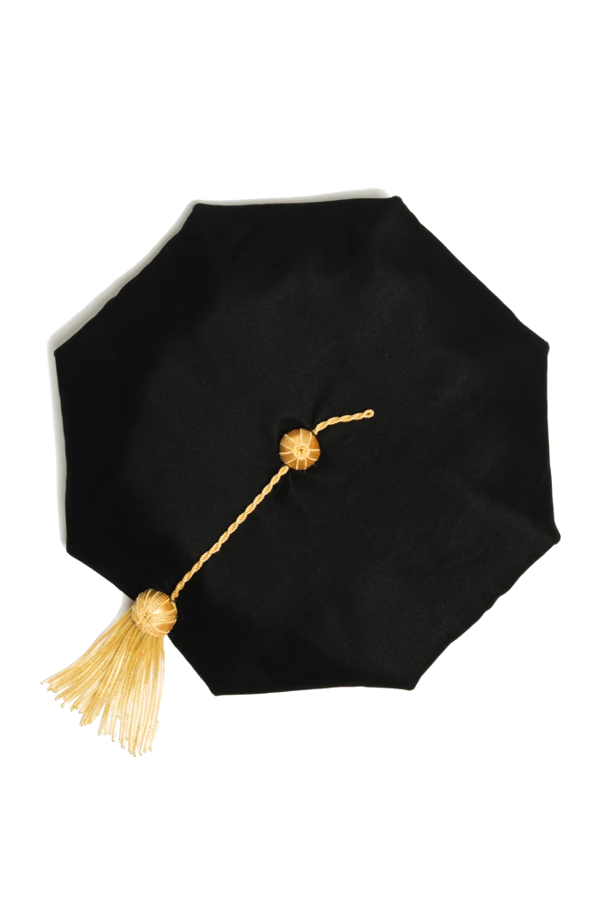 Cal State LA eight-sided black velvet doctoral tam