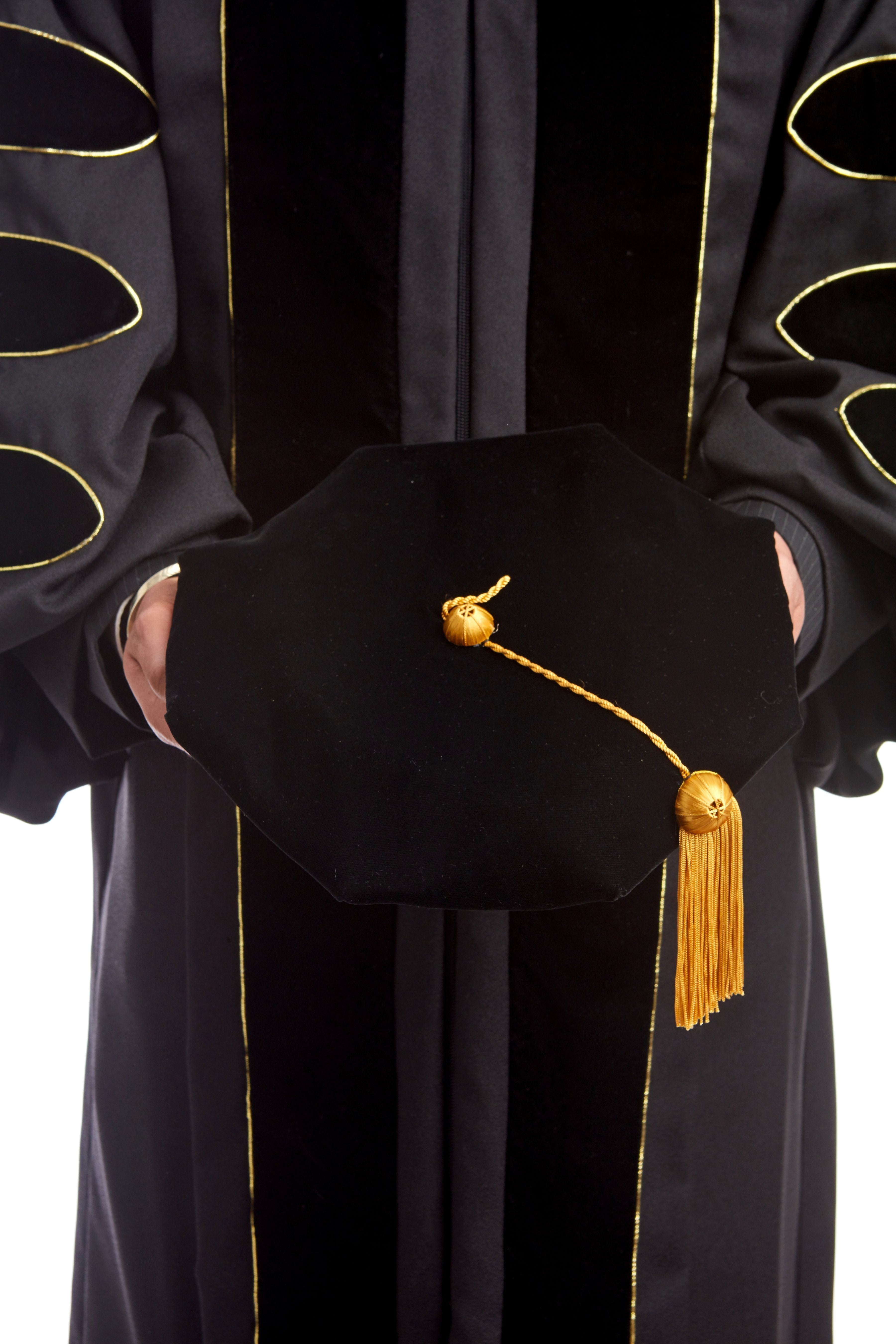 Cal State LA eight-sided black velvet doctoral tam
