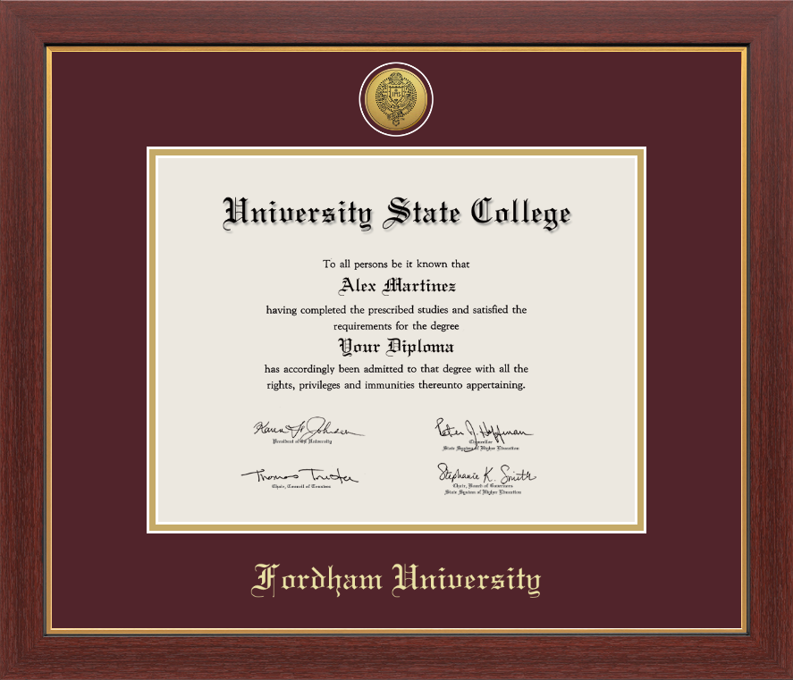 Fordham University Medallion Diploma Frame