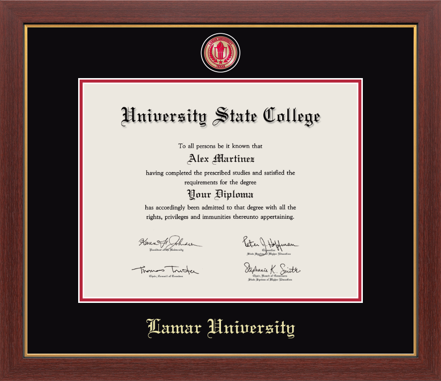 Lamar University Medallion Diploma Frame