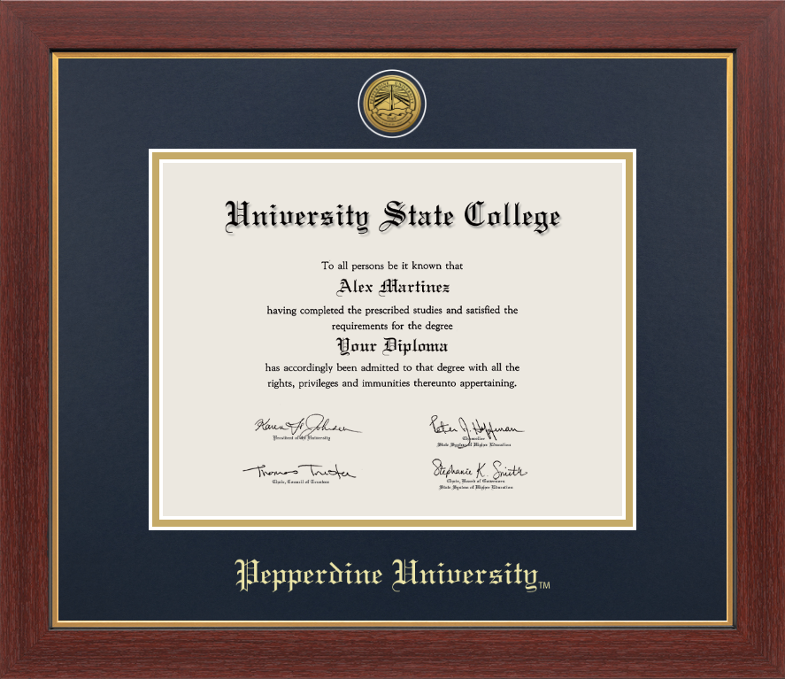 Pepperdine University Medallion Diploma Frame for bachelor's and master's graduates
