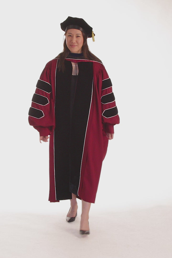 CAPGOWN | UMass Amherst Doctoral Regalia Rental Set. Doctoral Gown, Hood, and Cap / Tam with Tassel