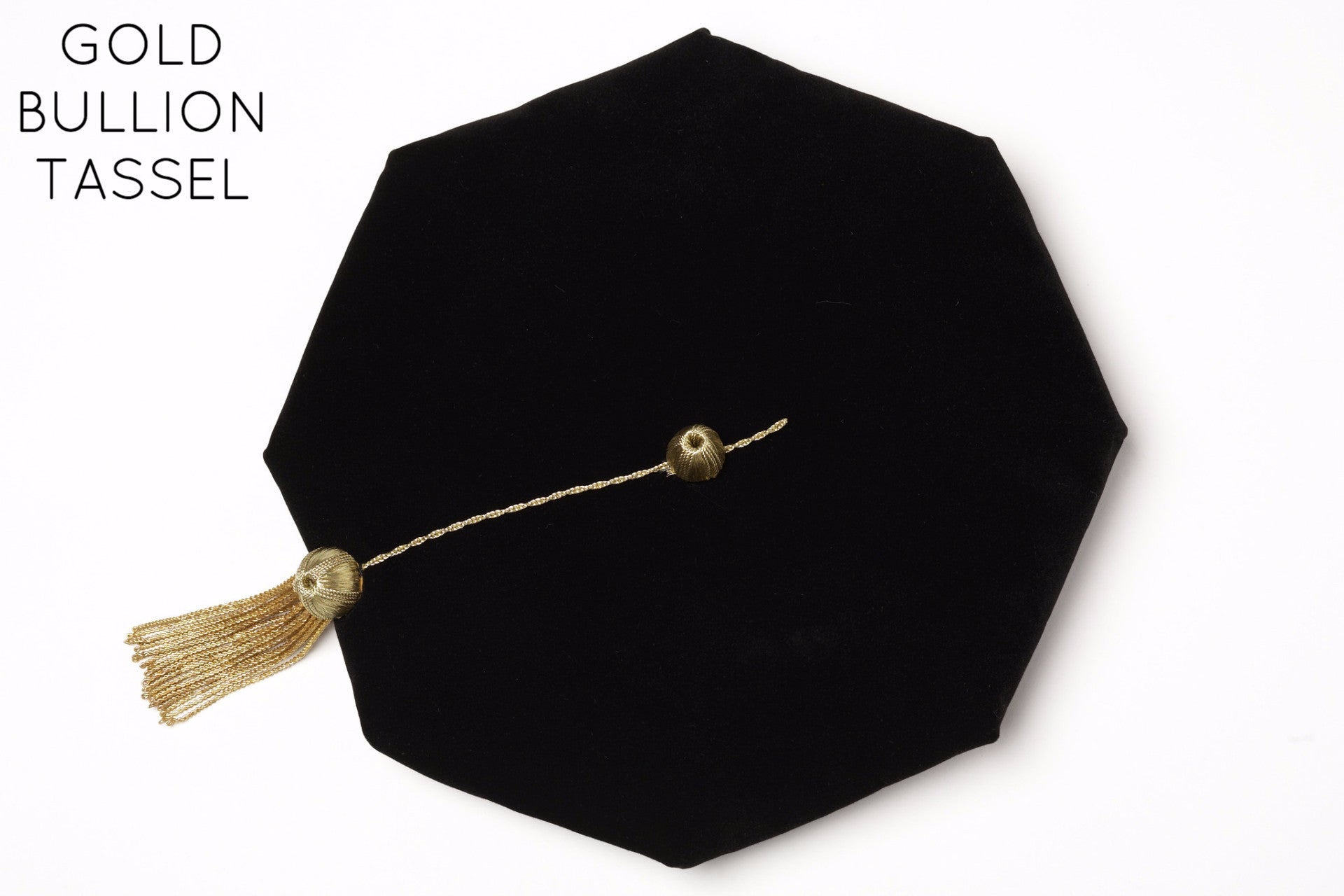 Texas State University eight-sided black velvet doctoral tam with tassel