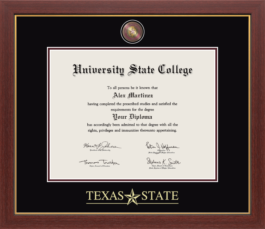 Texas State University Medallion Diploma Frame