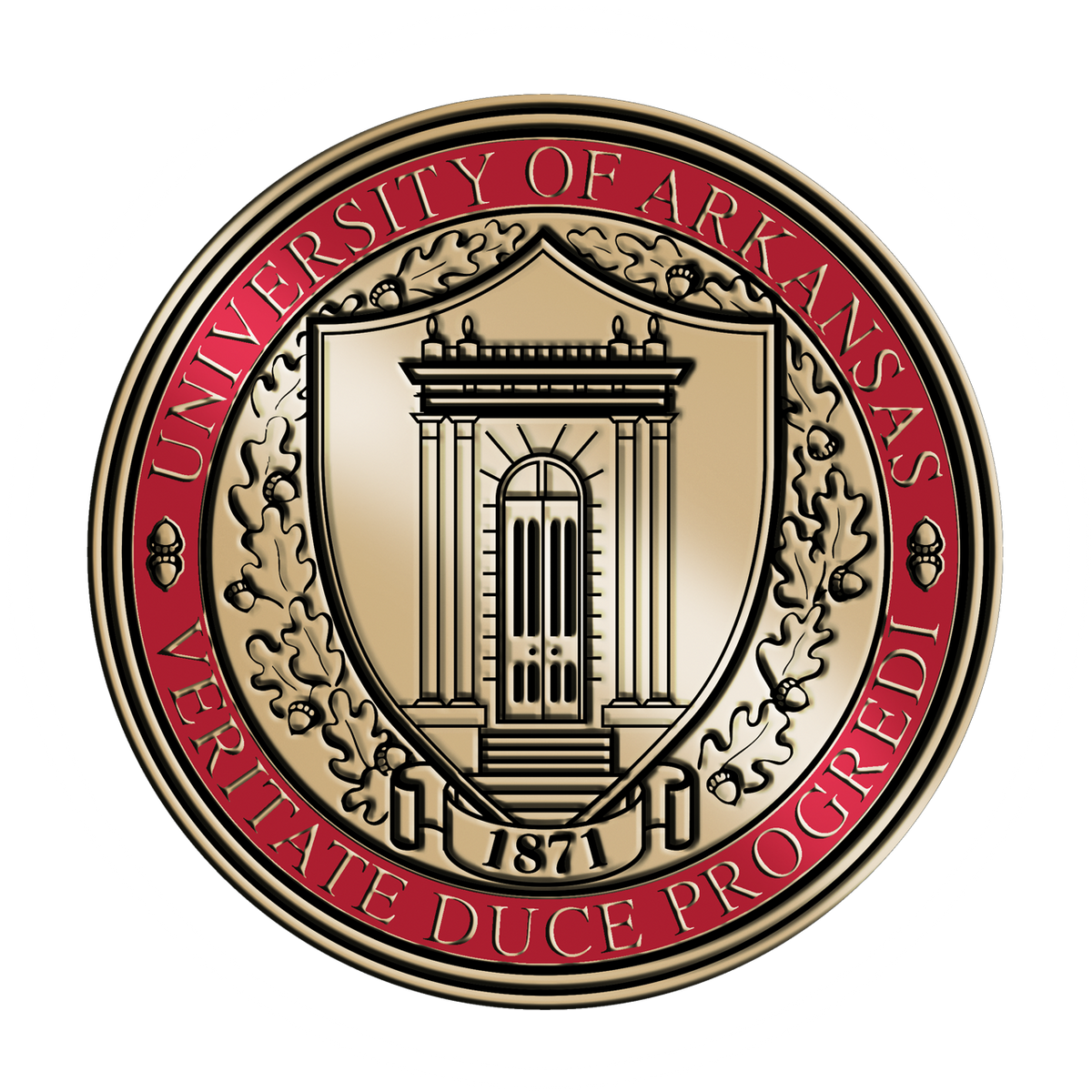 University of Arkansas brass medallion