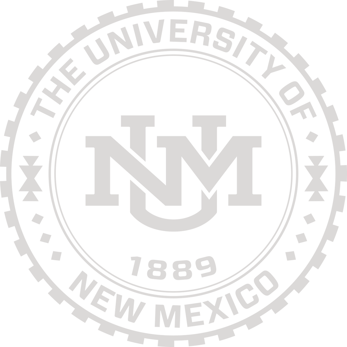 University of New Mexico silver embossed school mark and name artwork