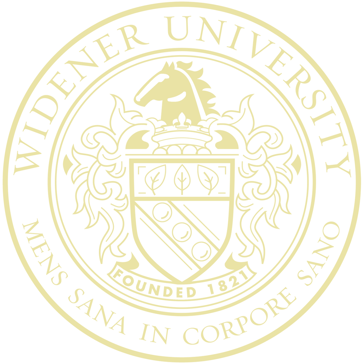 Widener University gold embossed seal