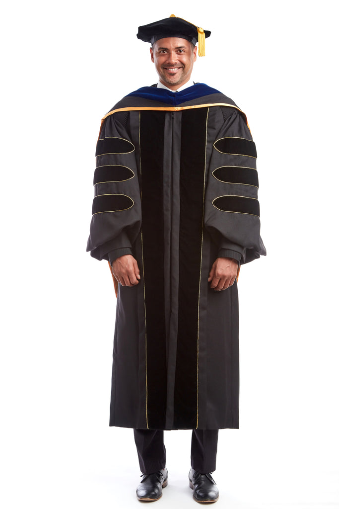 University of Missouri PhD Regalia Set. Doctoral Gown, PhD Hood, and Adjustable Cap / Tam
