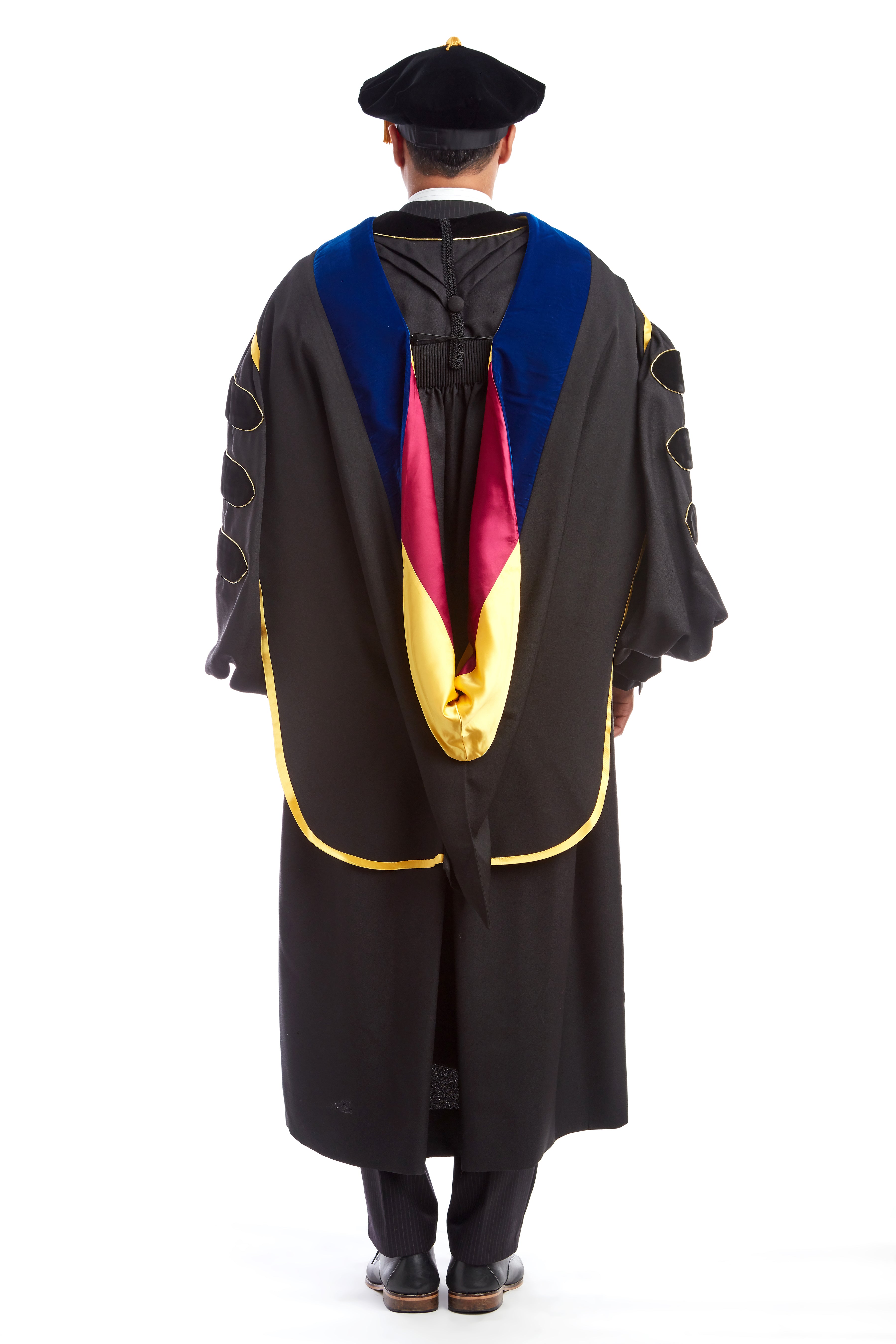 PhD Hood with Gold & Maroon Lining