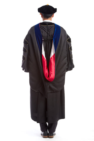 PhD Hood with Red & Grey Lining