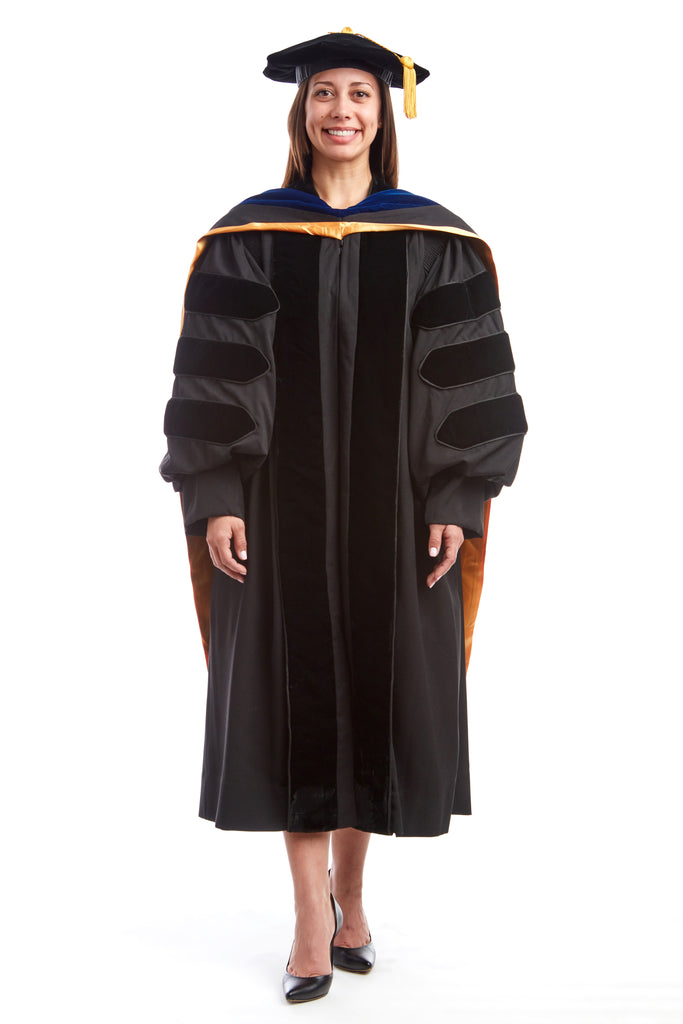Herrenbek Doctoral Graduation Gown Hood and Tam 8 Sided Package Doctoral  Regalia Black at Amazon Men's Clothing store
