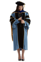 University of Michigan PhD Regalia Set. Doctoral Gown, Hood, and Eight Sided Doctoral Tam with Tassel