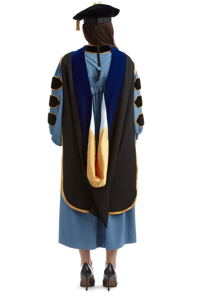 University of Michigan Doctoral Regalia Rental Keeper Set. Comes with Doctoral Gown, PhD Hood, and Tam!