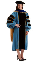 University of Michigan PhD Regalia Set. Doctoral Gown, Hood, and Eight Sided Doctoral Tam with Tassel