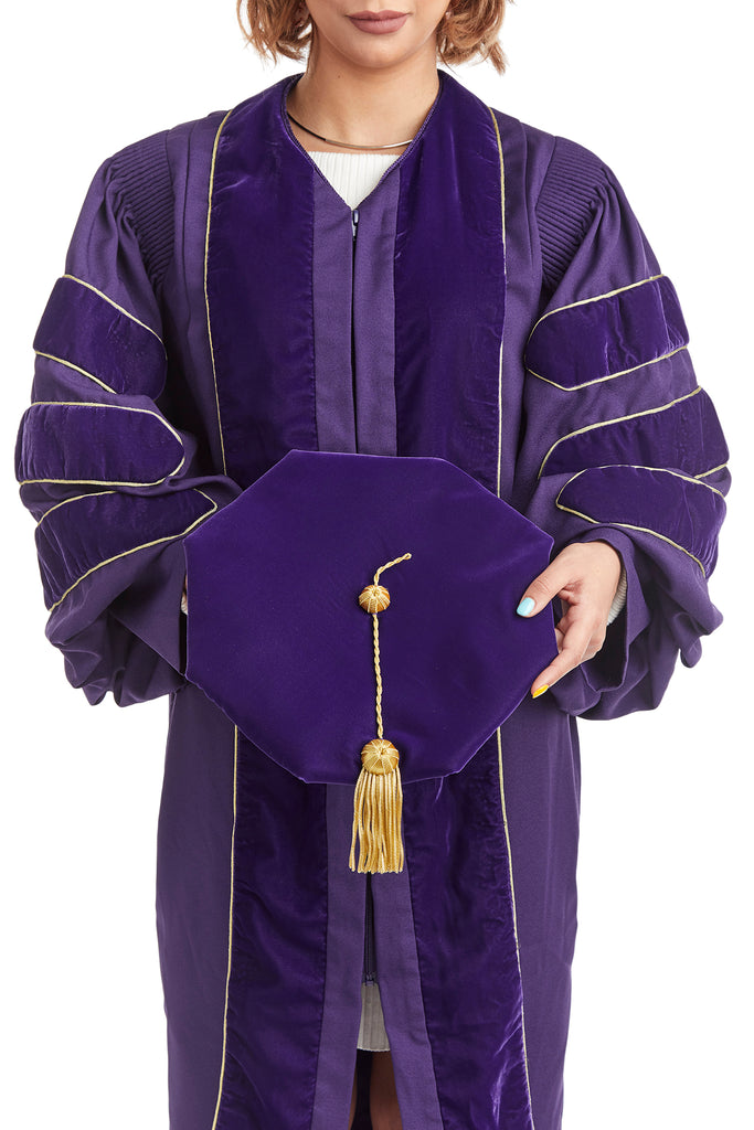 University of Washington 8-Sided Purple Velvet Doctoral Tam (Cap) with Gold Tassel