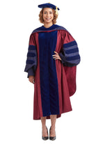 University of Pennsylvania PhD Regalia Set. Doctoral Gown, Hood, and Eight Sided Doctoral Tam with Tassel