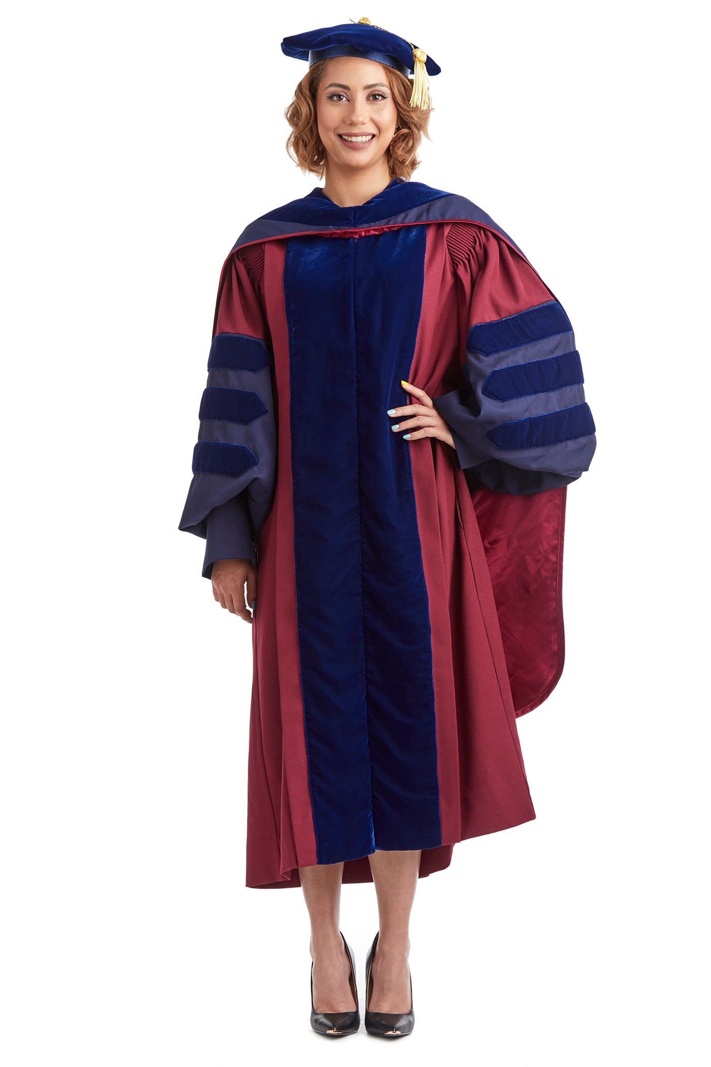 University of Pennsylvania PhD Regalia Set. Doctoral Gown, Hood, and Eight Sided Doctoral Tam with Tassel