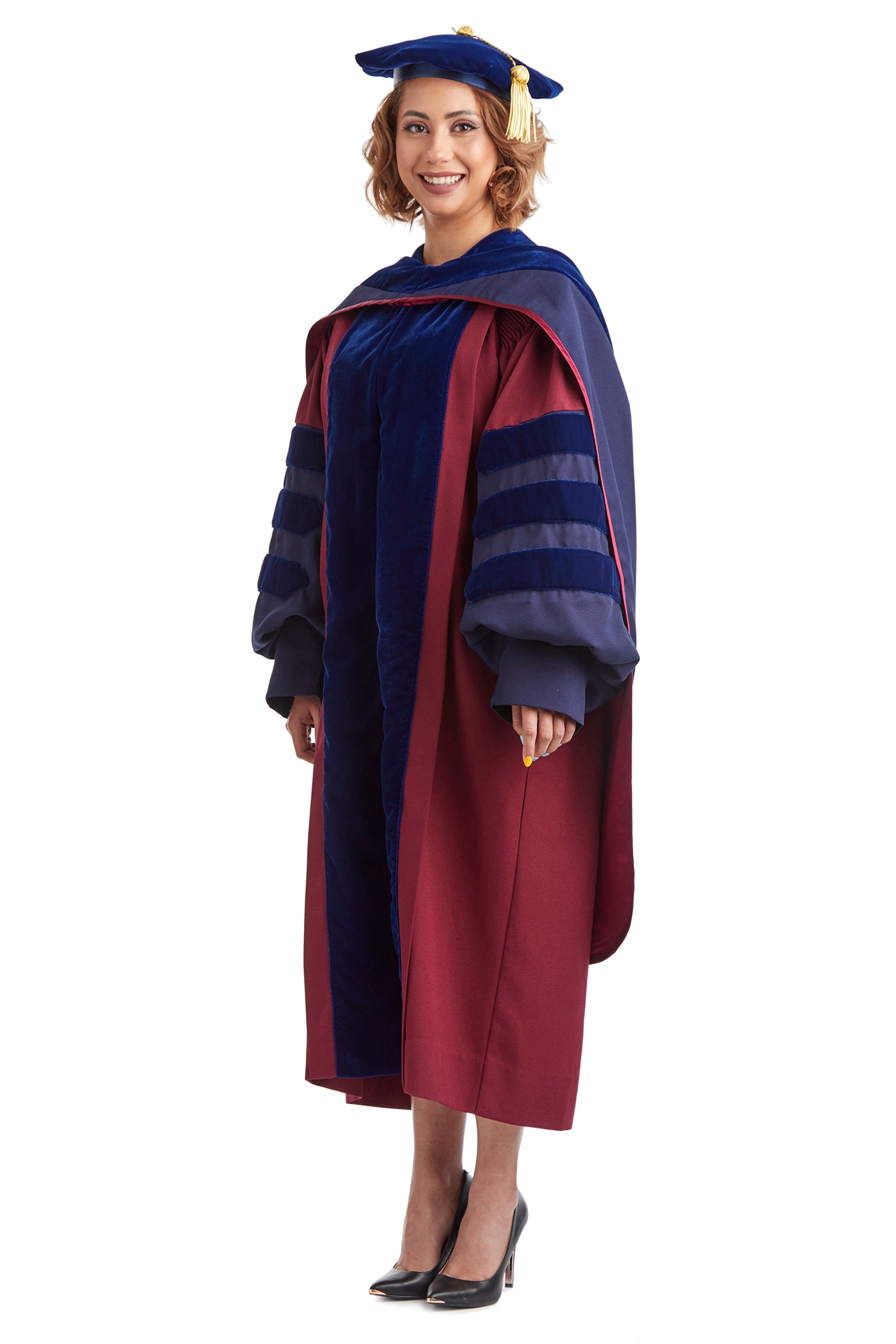 University of Pennsylvania PhD Regalia Set. Doctoral Gown, Hood, and Eight Sided Doctoral Tam with Tassel
