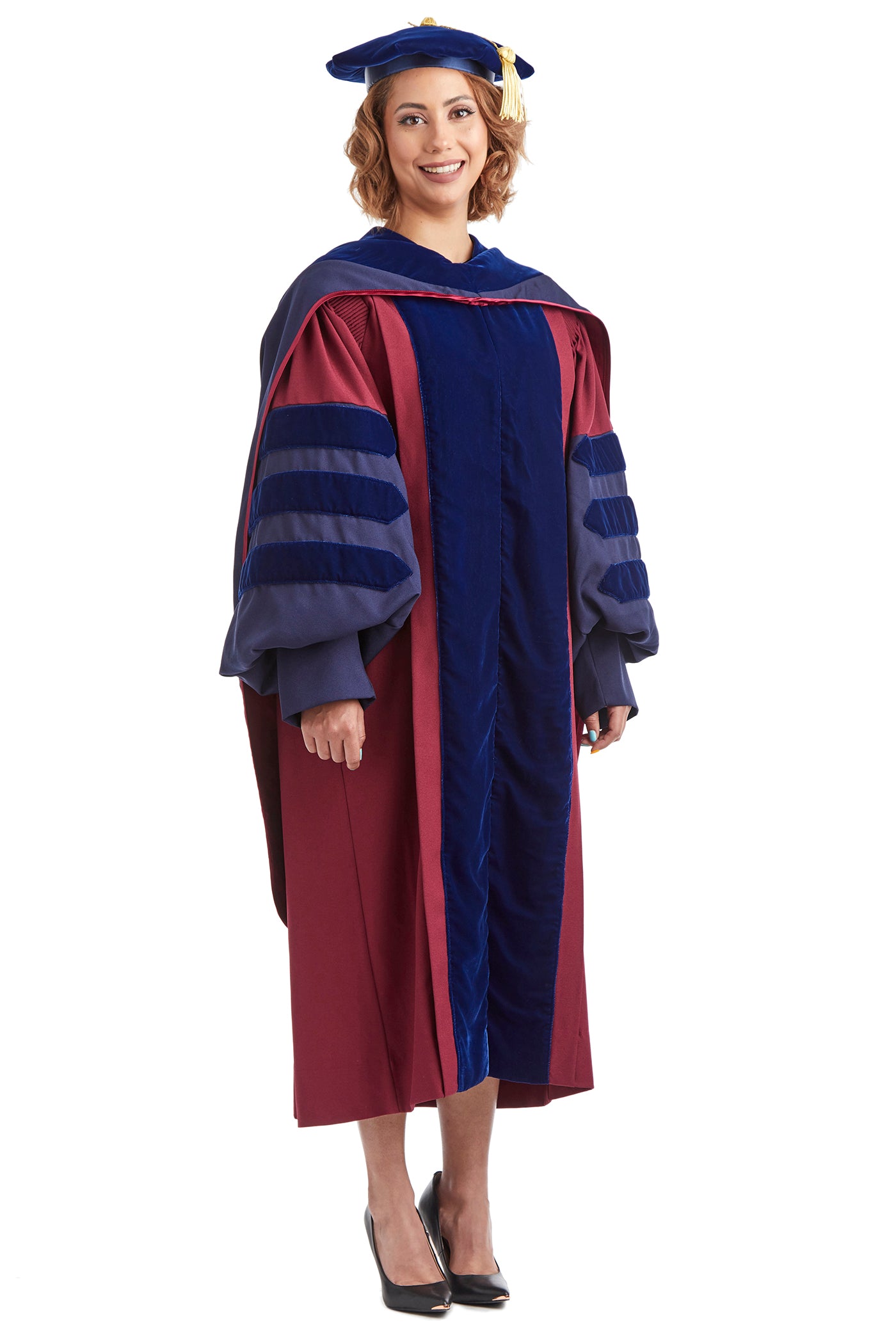 University of Pennsylvania PhD Regalia Set. Doctoral Gown, Hood, and Eight Sided Doctoral Tam with Tassel