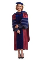 University of Pennsylvania PhD Regalia Set. Doctoral Gown, Hood, and Eight Sided Doctoral Tam with Tassel