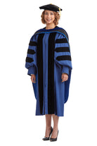 Yale University Doctoral Regalia Set. Doctoral Gown, PhD Hood, and Eight Sided Doctoral Tam with Tassel
