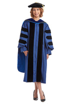 Yale University Doctoral Regalia Set. Doctoral Gown, PhD Hood, and Eight Sided Doctoral Tam with Tassel
