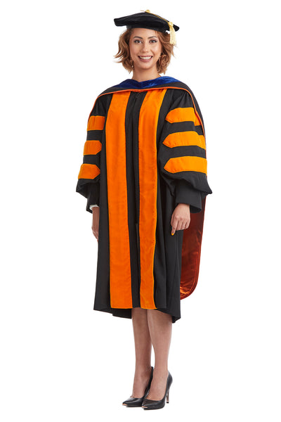 Princeton University Doctoral Regalia Set. Doctoral Gown, PhD Hood, and Eight Sided Doctoral Tam with Tassel