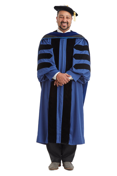 Yale University Doctoral Regalia Rental Set. Doctoral Gown, PhD Hood, and Eight Sided Doctoral Tam with Tassel - Rental Keeper