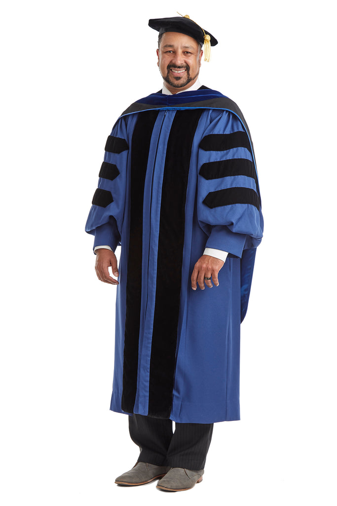 Yale University Doctoral Regalia Rental Set. Doctoral Gown, PhD Hood, and Eight Sided Doctoral Tam with Tassel - Rental Keeper