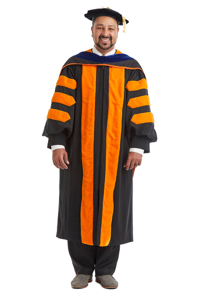 Princeton University Doctoral Regalia Rental Set. Doctoral Gown, PhD Hood, and Eight Sided Doctoral Tam with Tassel