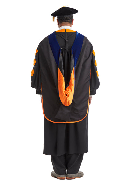 Princeton University Doctoral Regalia Rental Set. Doctoral Gown, PhD Hood, and Eight Sided Doctoral Tam with Tassel - Rental Keeper