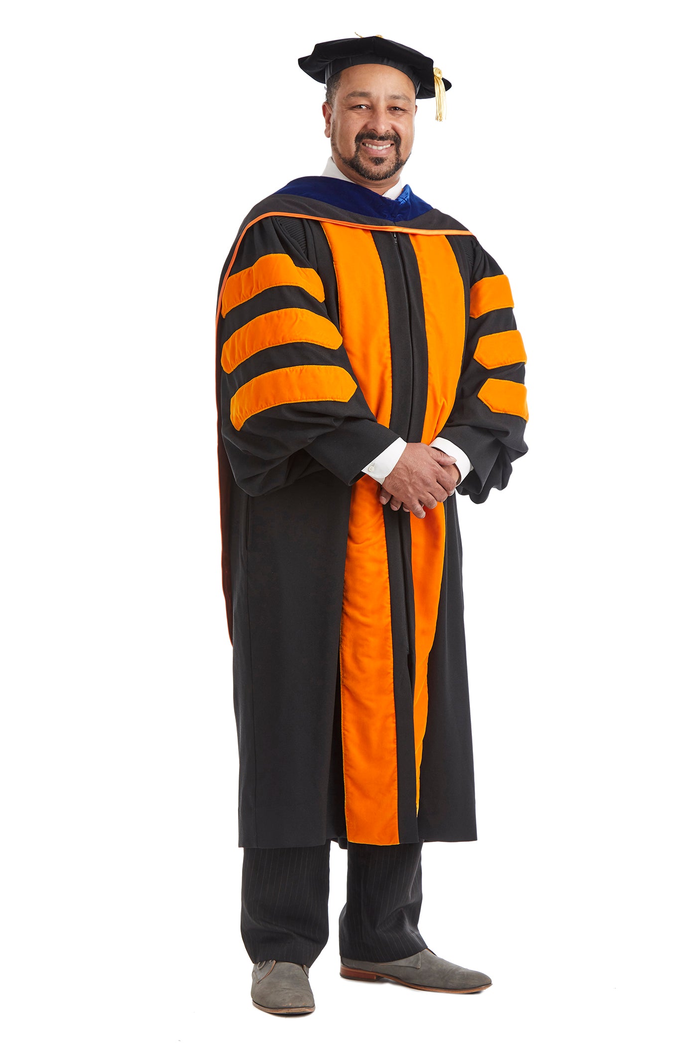 Princeton University Doctoral Regalia Rental Set. Doctoral Gown, PhD Hood, and Eight Sided Doctoral Tam with Tassel