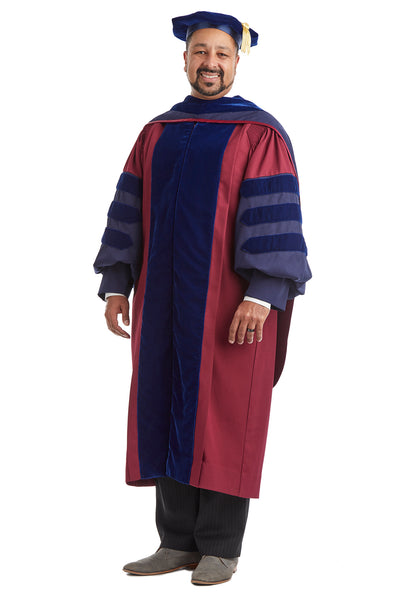 University of Pennsylvania Doctoral Regalia Rental Set. Doctoral Gown, Hood, and Cap / Tam with Tassel