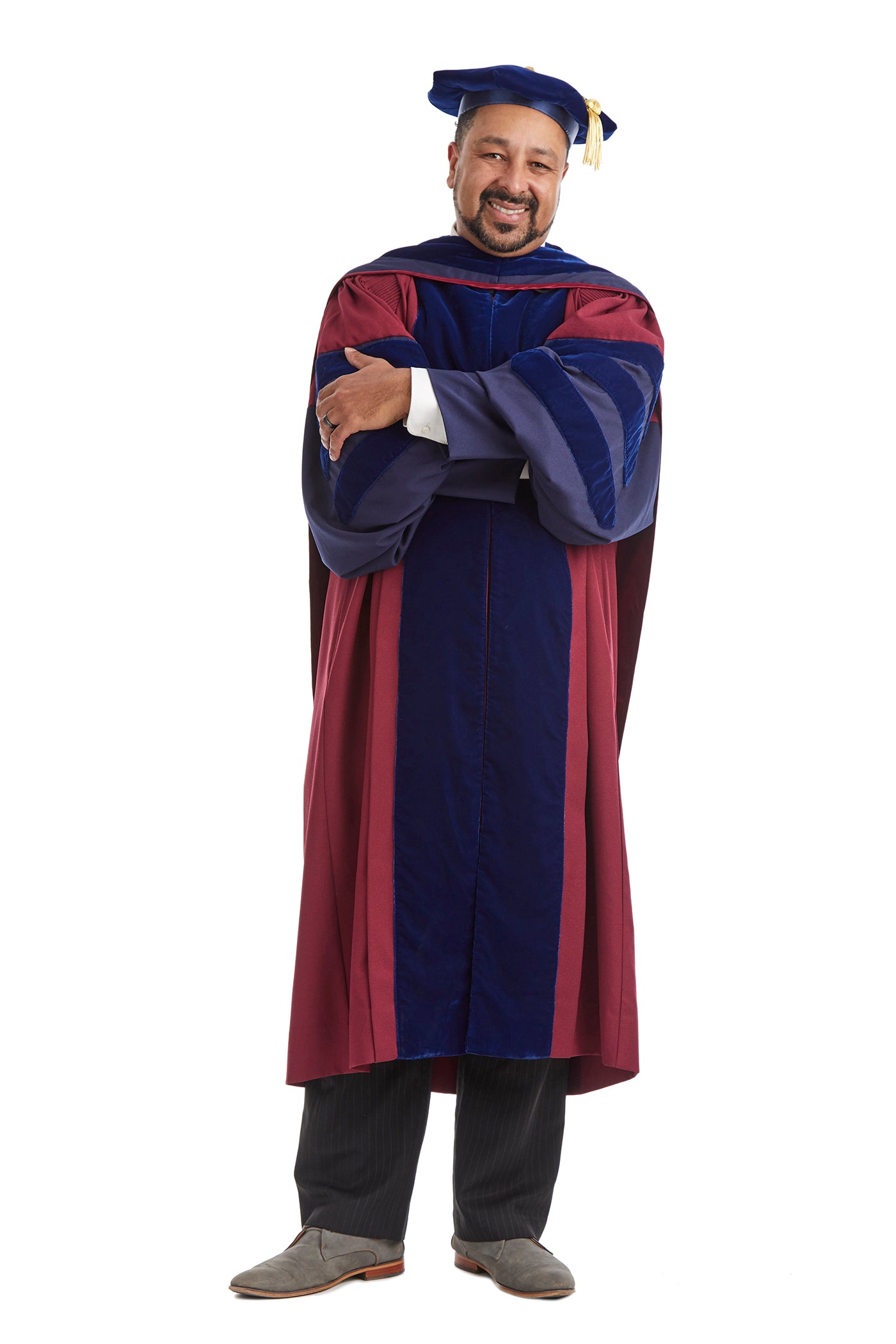 Premium Doctoral Tam Gown for Faculty Professor PhD Graduates Golden Trim  Unisex | eBay