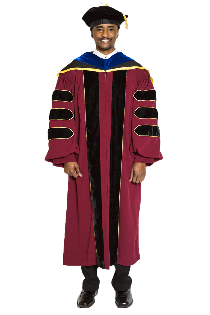 University of Minnesota Doctoral Regalia Set - PhD Gown, PhD Hood, and 8 sided Cap / Tam
