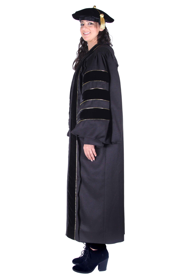 Premium Black PhD Cap and Gown for Graduation
