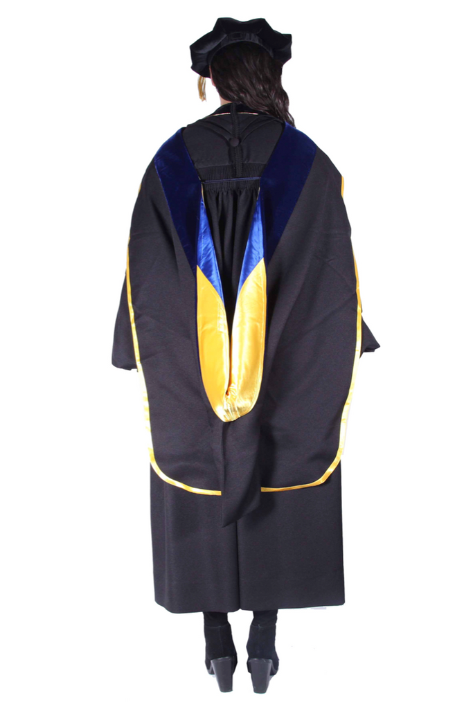 Premium PhD Black Gown, Cap, & Hood Regalia Set