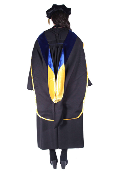 PhD Hood with Yellow & Blue Lining