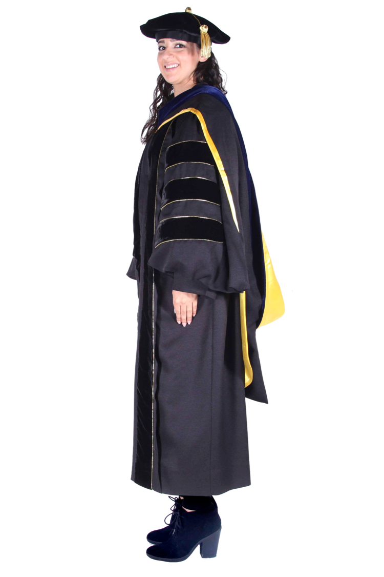 Premium PhD Black Gown, Cap, & Hood Regalia Set