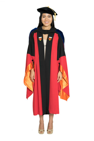 Stanford Complete Doctoral Regalia Set - Traditional Doctoral Gown, PhD Hood, and Eight-Sided Cap/Tam with Gold Tassel