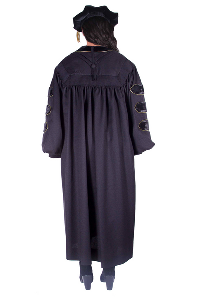 Premium Black PhD Cap and Gown for Graduation
