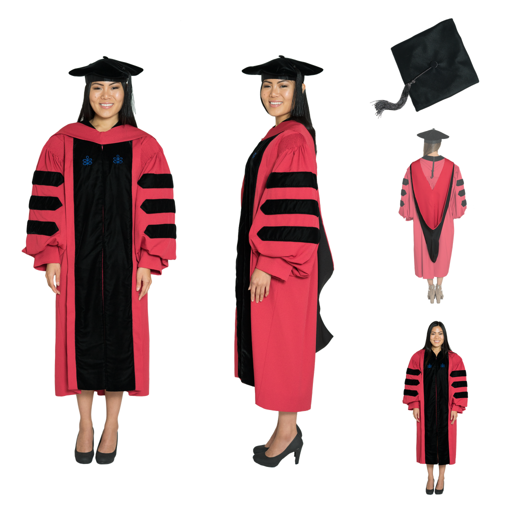 Harvard University Doctoral Regalia, PhD Gown, PhD Hood, and 4-sided Velvet Cap / Tam